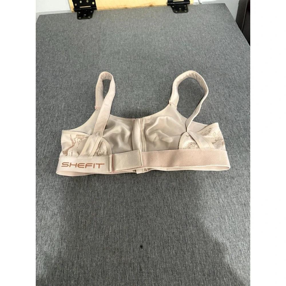 SHEFIT Flex Sports Bra 1Luxe Peach Marble Medium Impact Zip Front Adjustable